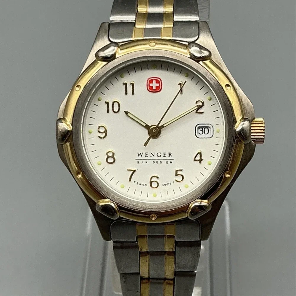 Wenger SAK Design Swiss Military Womens Watch 29mm Two Tone New Battery 6